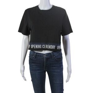 Opening Ceremony Womens Cotton Black Crew Neck Short Sleeve Tee Top Size M
